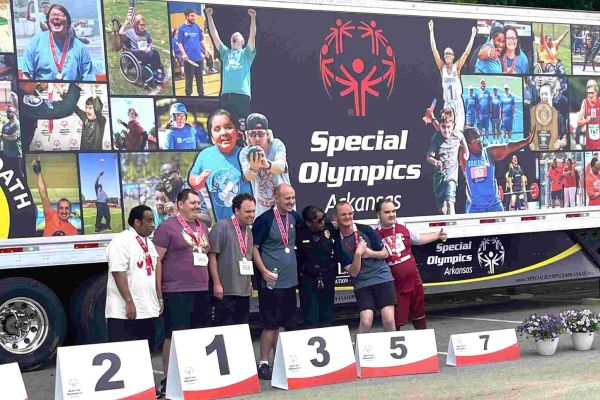 Pathfinders receiving awards at the special Olympics
