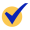 blue and orange check mark icon